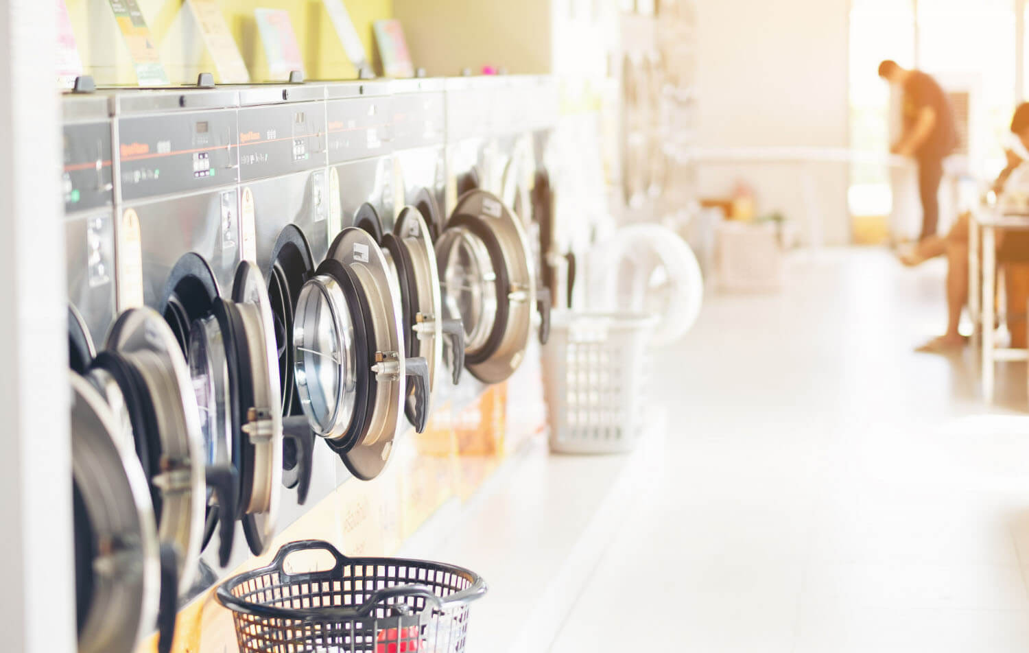 row of washing machine, laundry area